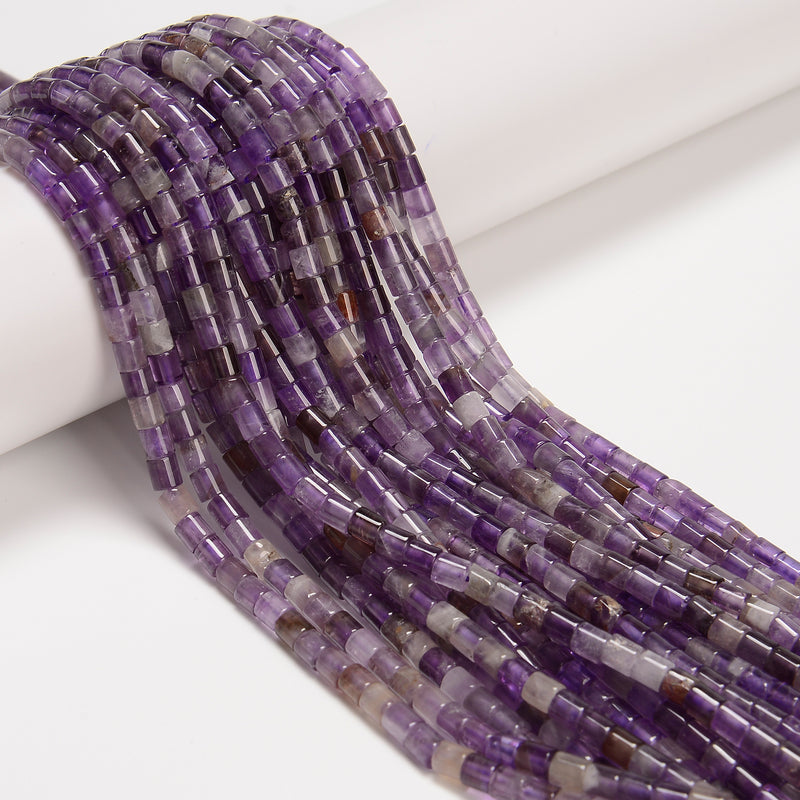 Natural Teeth Chevron Amethyst Cylinder Tube Beads Size 4x4mm 15.5" Strand