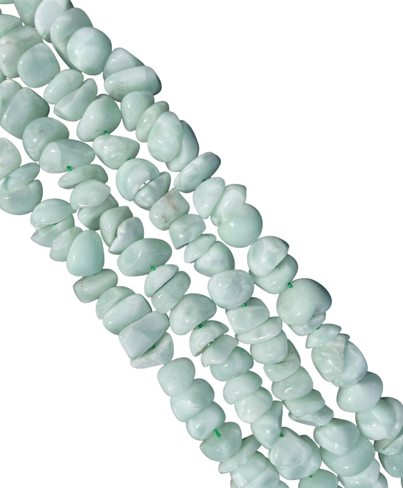 Green Moonstone Center Drill Pebble Nugget Beads Size 10-12mm 15.5'' Strand