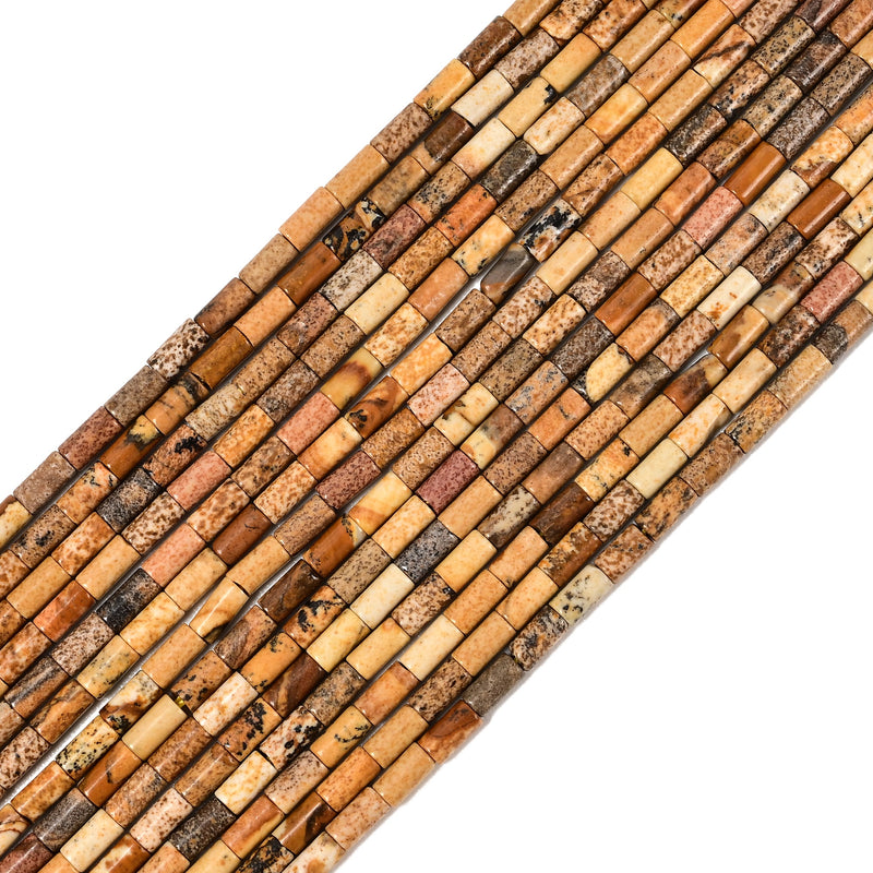 03 Mixed Gemstone Cylinder Tube Shape Beads Size 2x4mm 15'' Strand