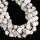 Natural White Howlite Faceted Nugget Chunk Beads Size 10x12mm 15.5" Strand
