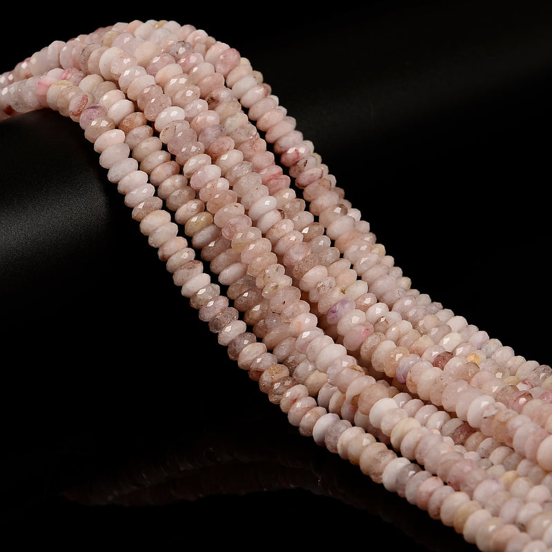 Natural Pink Morganite Faceted Rondelle Beads Size 3x8mm 15.5'' Strand