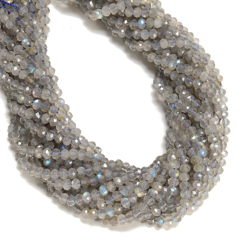 Natural Labradorite Faceted Rondelle Beads Size 3x4mm 15.5" Strand
