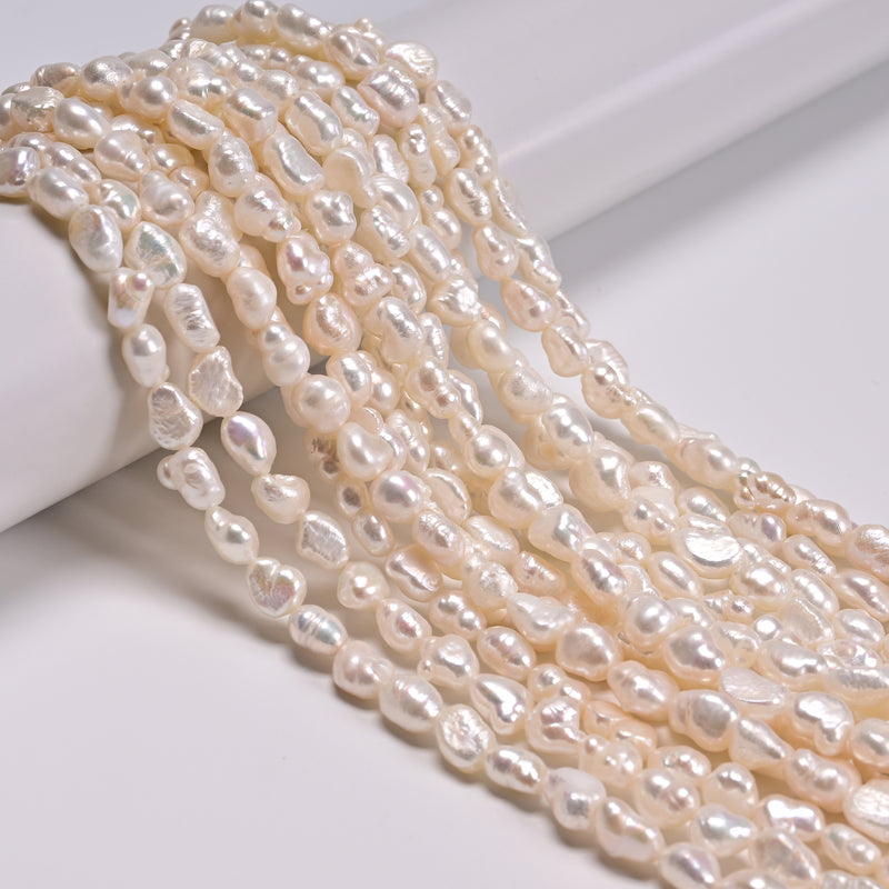 Natural White Fresh Water Pearl Side Drill Nugget Beads Size 6-7x8-9mm 15" Strd