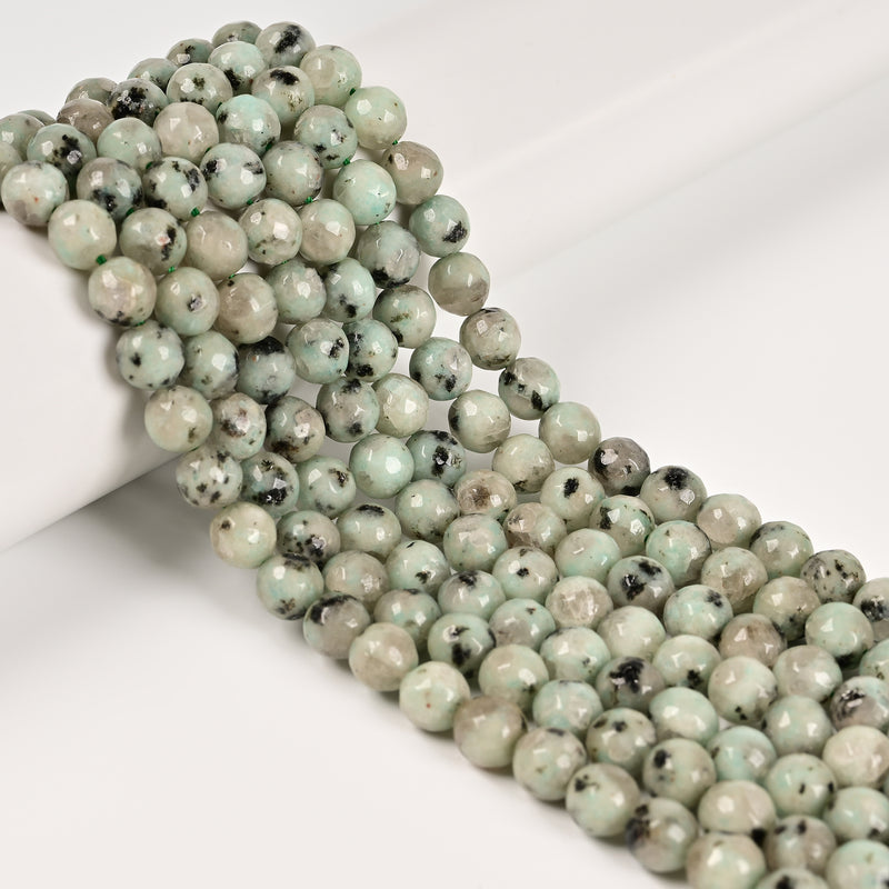 Natural Sesame Kiwi Jasper Faceted Round Beads 4mm 6mm 8mm 10mm 12mm 15.5" Strd