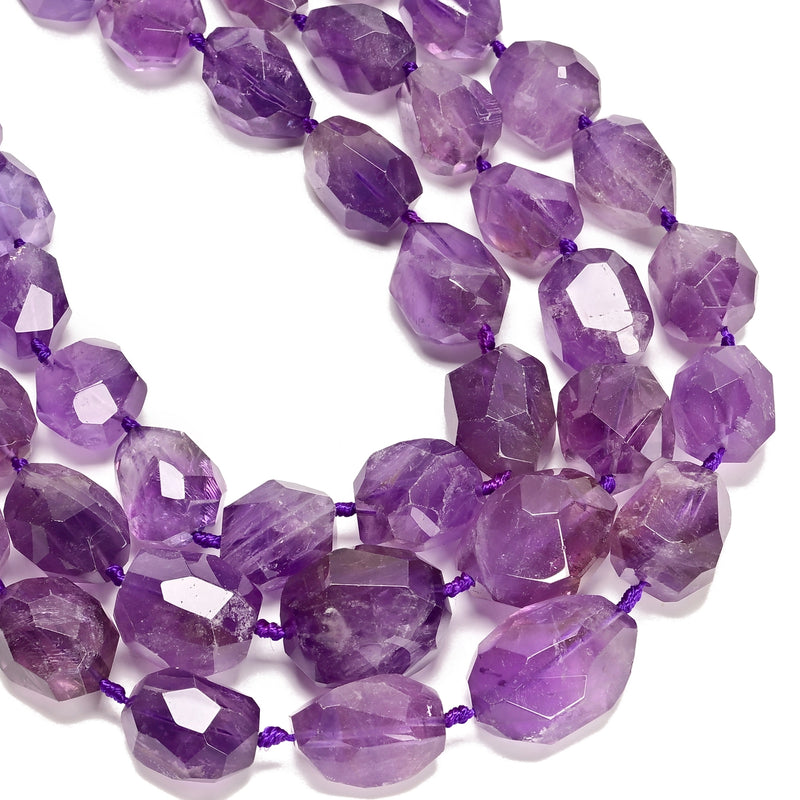 Natural Amethyst Graduated Faceted Nugget Chunk Beads 13x18-20x30mm 15.5'' Strd