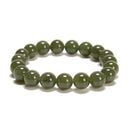 Natural Green Nephrite Jade Smooth Round Beaded Bracelet Size 10mm 7.5" Length