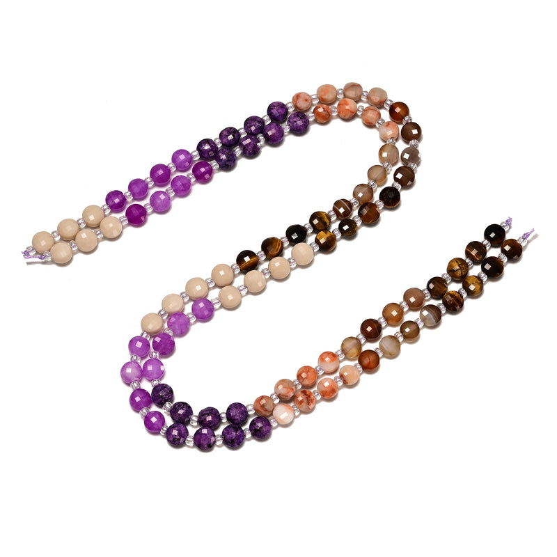 04 Gradient Multi-color Gemstone Faceted Coin Beads Size 6mm 15.5" Strand