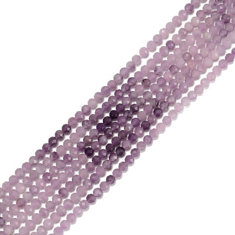 Natural Gradient Lepidolite Faceted Round Beads Size 3mm 15.5'' Strand