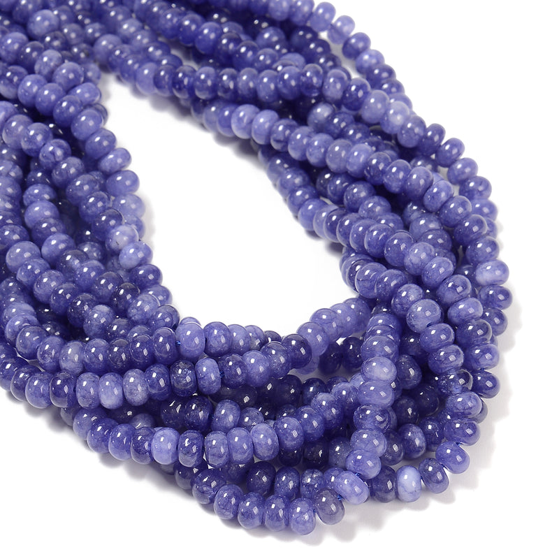 Tanzanite Color Dyed Jade Smooth Rondelle Beads Size 4x6mm 15.5'' Strand