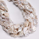 Natural White Fresh Water Pearl Flat Nugget Beads Size 16mm 22mm 25mm 16" Strand