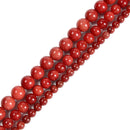 Coral Red Dyed Jade Smooth Round Beads Size 6mm 8mm 10mm 15.5'' Strand
