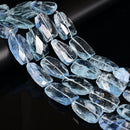 Cloudy Light Blue Quartz Faceted Twist Freeform Slice Beads 30x40mm 15.5'' Strd