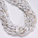 Natural White Fresh Water Pearl Irregular Chunk Beads Size 9-10x13-15mm 15" Strd