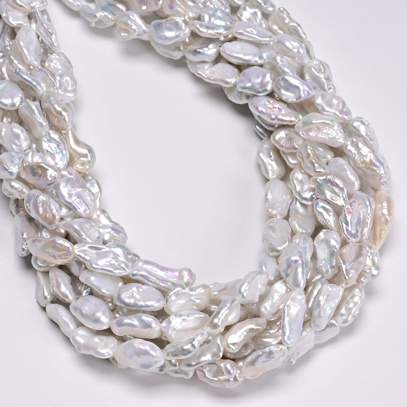 Natural White Fresh Water Pearl Irregular Chunk Beads Size 9-10x13-15mm 15" Strd