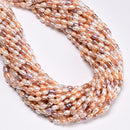 Natural Multi-color Fresh Water Pearl Rice Shape Beads 3.5-4x5-6mm 13.5'' Strand