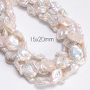 Natural White Fresh Water Pearl Flat Nugget Beads Size 15x20mm 16x22mm 15.5" Std