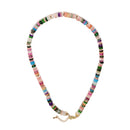 Mixed Gemstone Rondelle Size 2x6mm Beaded Necklace 17''-18.5" Length Adjustable
