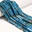 Natural Blue Apatite Faceted Rectangle Irregular Tube Beads 6-7x18-30mm 15.5" L