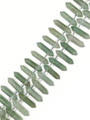 Light Green Aventurine Top Drilled Faceted Double Point 8x32mm 15.5" Strand