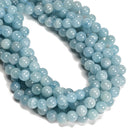 Natural Aquamarine Smooth Round Beads Size 9mm 10mm 11mm 12mm 15.5" Strand