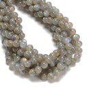 Grade A Natural Gray Labradorite Smooth Round Beads Size 6mm 8mm 15.5'' Strand