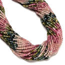 Natural Gradient Multi-color Tourmaline Faceted Round Beads Size 3mm 15.5"Strand