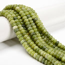 Natural Green Jade Smooth Rondelle Beads Size 5x8mm 15.5'' Strand
