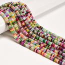 Multi-color Dyed Jade Smooth Rondelle Beads Size 2x6mm 15'' Strand