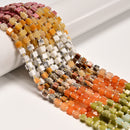 12 Multi-color Gemstone Smooth Cube Shape Beads Size 4mm 15" Strand