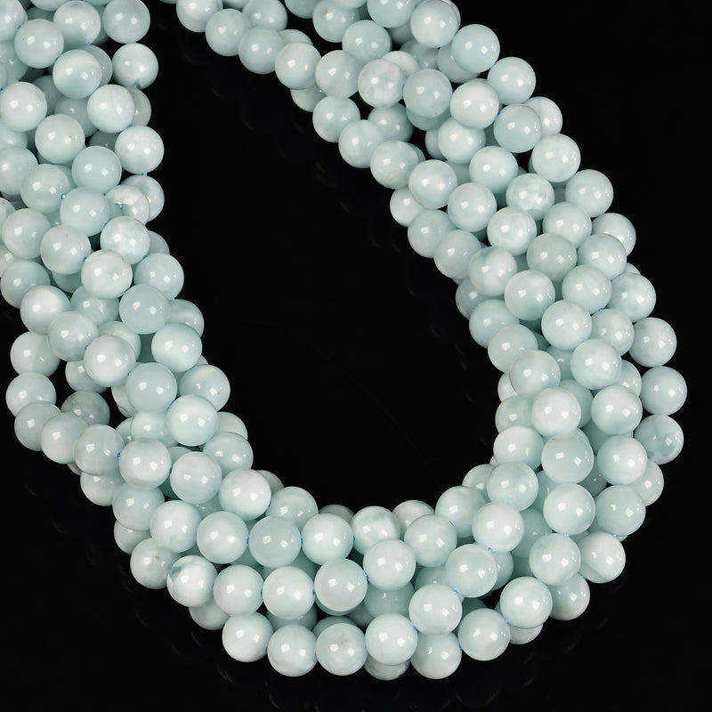 Natural Light Blue Moonstone Smooth Round Beads Size 6mm 8mm 10mm 15.5" Strand