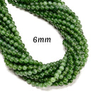 Natural Canadian Jade Smooth Round Beads Size 6mm 8mm 15.5" Strand