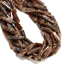 Natural Black Moonstone Faceted Rectangle Irregular Tube Beads 6-7x18-30mm 15.5"