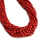 Red Bamboo Coral Rice Shape Beads Size 4x7mm 15.5" Strand