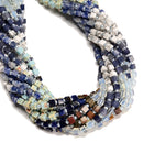 17 Multi-color Gemstone Smooth Cube Shape Beads Size 4mm 15" Strand