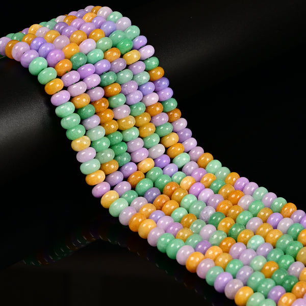 Colorful Dyed Jade Smooth Rondelle Beads Size 5x8mm 15.5'' Strand