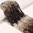 Gradient Natural Smoky Quartz Faceted Round Beads Size 3mm 4mm 15.5" Strand