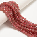 Natural Strawberry Quartz Smooth Round Beads Size 8mm 15.5" Strand