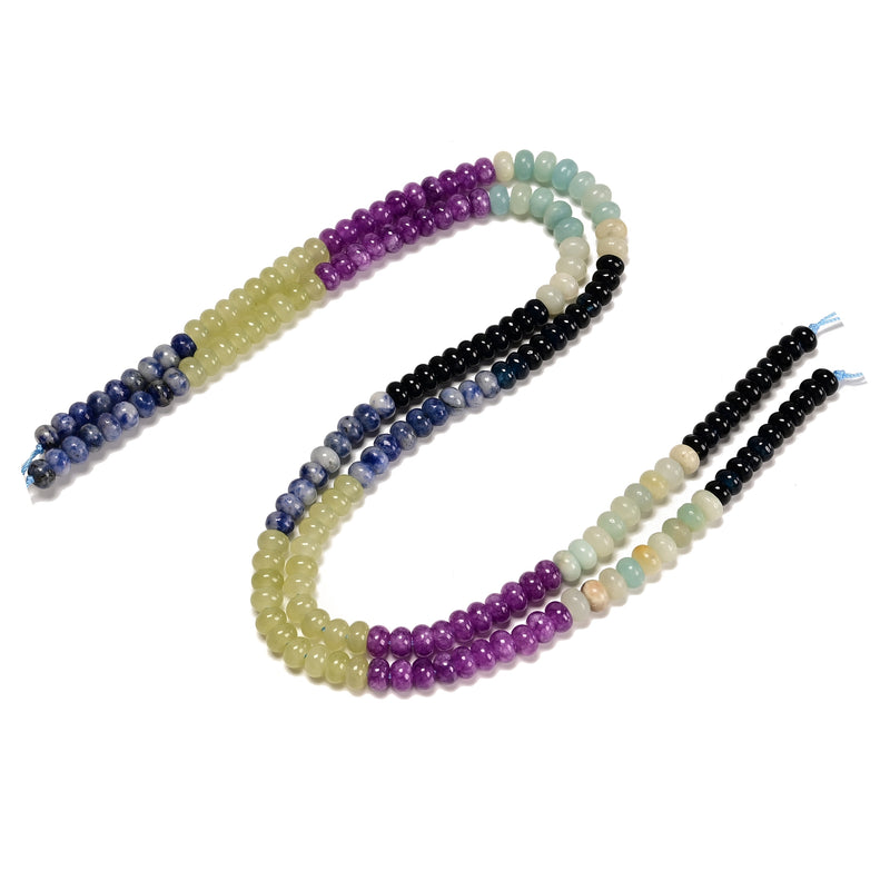 09 Gradient Multi-color Gemstone Smooth Rondelle Beads Size 4x6mm 15.5" Strand