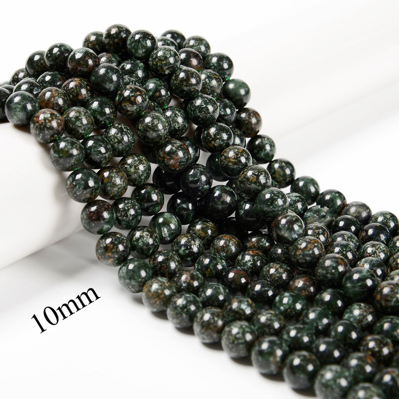 Natural Seraphinite Smooth Round Beads Size 6mm 8mm 10mm 15.5'' Strand