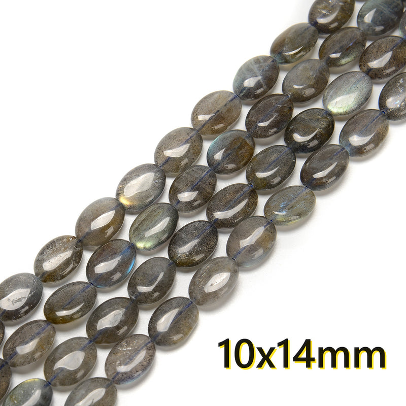 Natural Gray Labradorite Smooth Oval Beads 8x10mm 8x12mm 10x14mm 15.5'' Strand