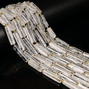 Clear Quartz Faceted Rectangle Irregular Tube Beads 6-7x18-30mm 15.5" Strand
