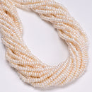 Natural White Fresh Water Pearl Rondelle Button Beads Size 2.5x4mm 14'' Strand