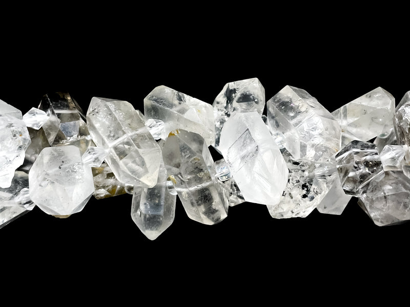 Natural Herkimer Diamond Quartz Center Drilled Size 10x18-15x25mm 15.5" Strand