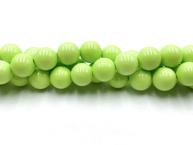 Neon Lime Green Chalk Turquoise Smooth Round Beads Size 10mm 16'' Strand