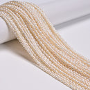 Natural White Fresh Water Pearl Rice Shape Beads Size 3-3.5x4-5mm 15.5'' Strand