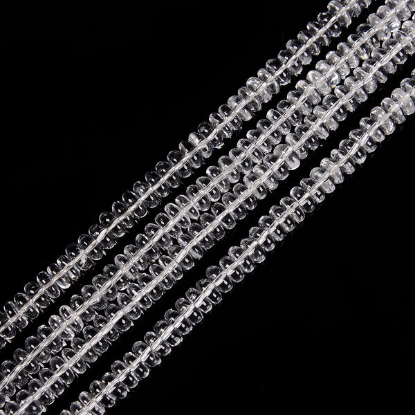 Natural Clear Quartz Smooth Rondelle Beads Size 4x6mm 4x8mm 5x10mm 15.5'' Strand