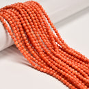Orange Bamboo Coral Smooth Round Shape Beads Size 4mm 15.5" Strand