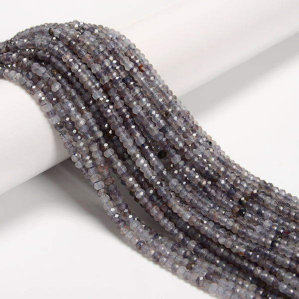 Natural Iolite Faceted Rondelle Beads Size 2.5x4mm 15.5'' Strand