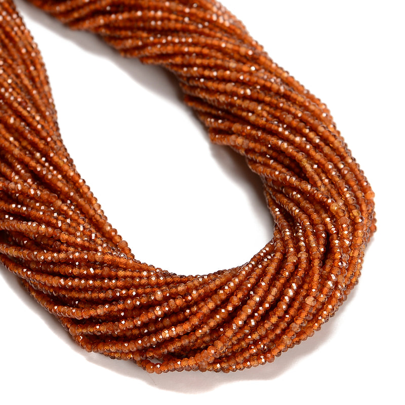 Natural Hessonite Orange Garnet Faceted Rondelle Beads Size 1.5x2mm 15.5''Strand
