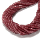 Natural Dark Strawberry Quartz Faceted Rondelle Beads Size 2.5x4mm 15.5'' Strand